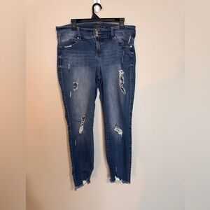 Torrid Dark Blue Distressed Ankle Jeans